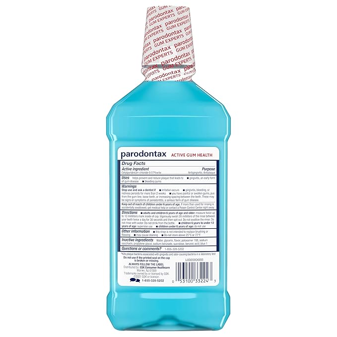 Parodontax Active Gum Health Mouthwash, Antiplaque and Antigingivitis Mouthwash, Mint, 3x16.9 Fl Oz