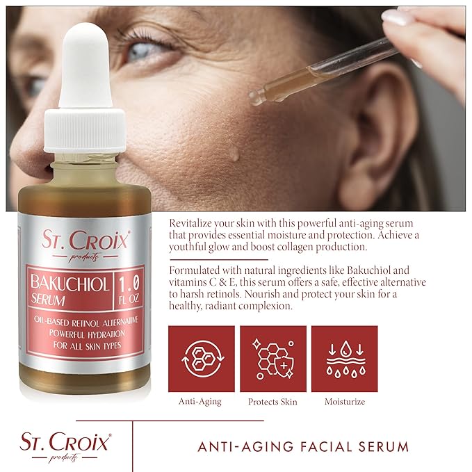 Bakuchiol Face & Body Serum – Vitamin C & E Infused, Odorless, Hydrating Anti-Aging Oil – Gentle Retinol Alternative for Radiant, Youthful Skin - 1 oz