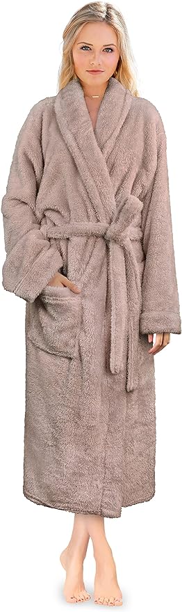 PAVILIA Premium Womens Plush Soft Robe Fluffy, Warm, Fleece Sherpa Shaggy Bathrobe