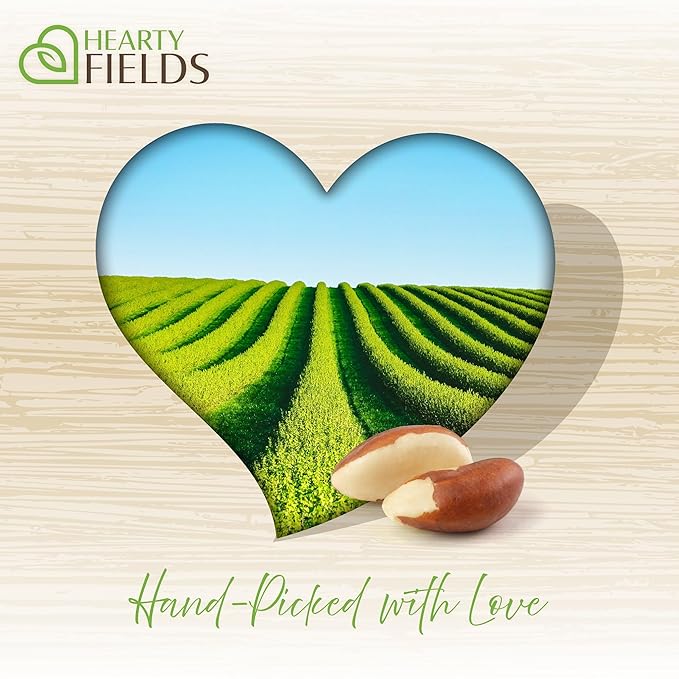 Hearty Fields - Raw Brazil Nuts Unsalted, No Shell, Whole, (32 Oz - 2 LB) Wholesome In Nature - Hearty In Nurture Healthy Protein Food Snack, Food Assortments
