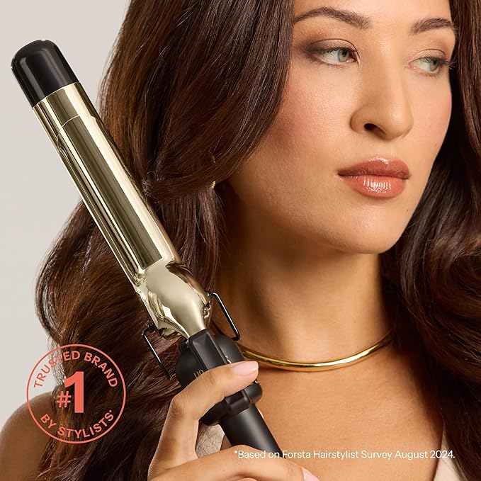 HOT TOOLS 24K Gold Extended Barrel 1" Curling Wand for Bouncy Curls | No Clamp for Quick and Easy Styling, Fan-Favorite 24K Gold Technology for Long-Lasting Results