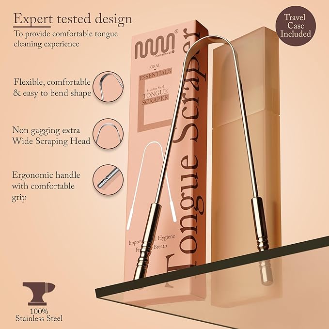 MasterMedi Coconut and Peppermint Oil Pulling (10 Fl.Oz), Mouthwash with Tongue Scraper, Alcohol Free Natural Coconut Oil Pulling for Teeth Whitening,Fresh Breath and Healthier Gum (Pack of 1)