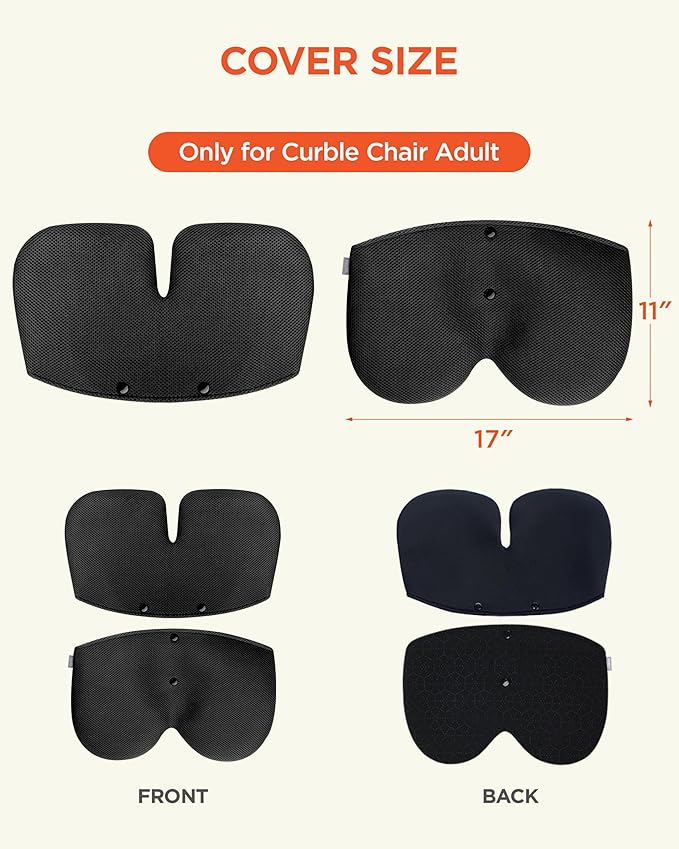 curble Grand Cover, Detachable Cover for Adult Chair, Ergonomic Chair Back Support and Lumbar Support (Black)