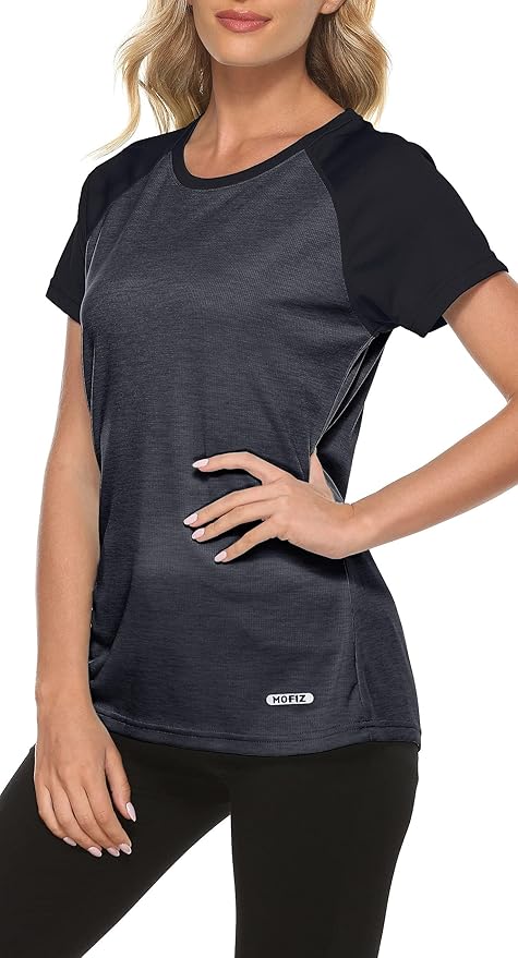 MoFiz Women's Short Sleeve UPF 50+ Sun Protection Sports T-Shirt Quick Dry Running Workout Athletic Tee Top