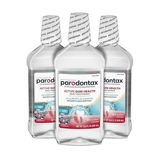 Parodontax Active Gum Health Mouthwash, Antiplaque and Antigingivitis Gum Mouthwash, Clear Mint, 16.9 Fl Oz x 3