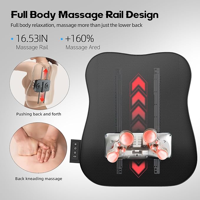 Walking Full Back Massager with Heat,Rechargeable Cordless Back Massager for Pain Relief Deep Tissue,4D Kneading Massage for Shoulders, Neck,for Home Office Car Use,Men's and Women's Gifts
