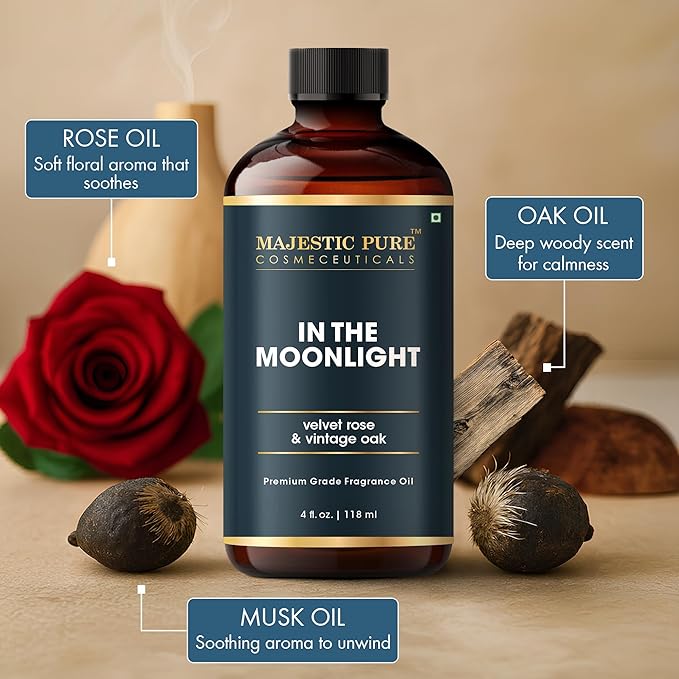 MAJESTIC PURE Velvet Rose & Vintage Oak Premium & Free from Mineral Oil | Rose, Oak & Musk Oil used in Diffuers, DIY, Self Care | 4 Fl Oz