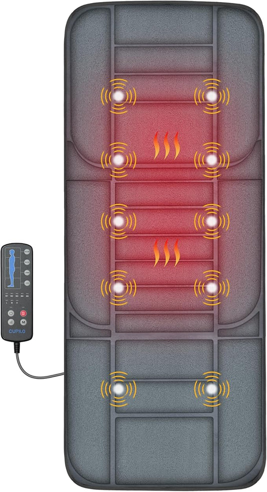 Massager Pad, Back Massager with Heat and 10 Vibrating Motors for Pain Relief, Body Massage for Back, Lumbar,Leg, Gifts for Men Women, Long 53"