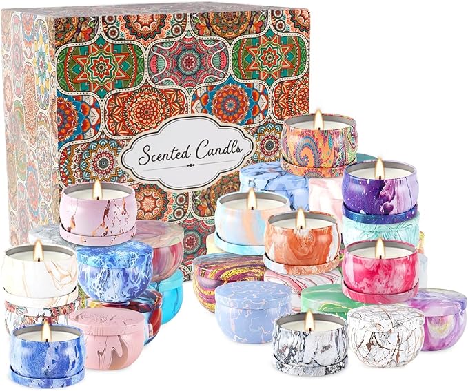 36 Pack Christmas Scented Candles Set for Home, Relaxing Stress Relief, Aromatherapy - Natural Soy Wax and Fragrance - Gifts for Women, Mom, Best Friend, Wife, Birthday