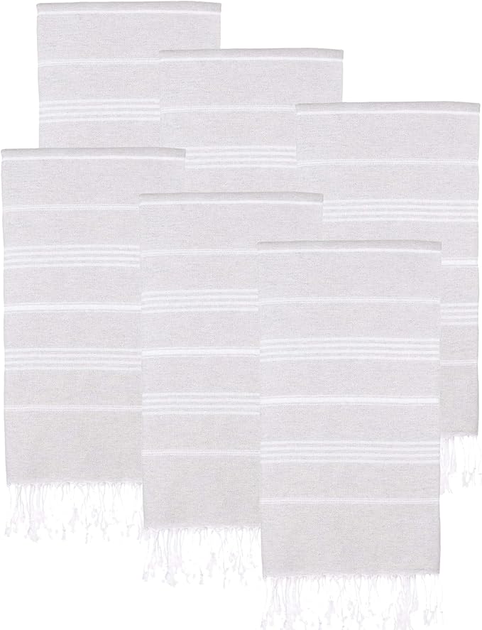Turkish Beach Towels, Bulk Case of 24 | Oversized, Quick Dry, Sand Free | 100% Cotton, Large 38x71 Towels for Beach, Pool, Travel | Ultra-Soft, Compact, Absorbent | Light Gray