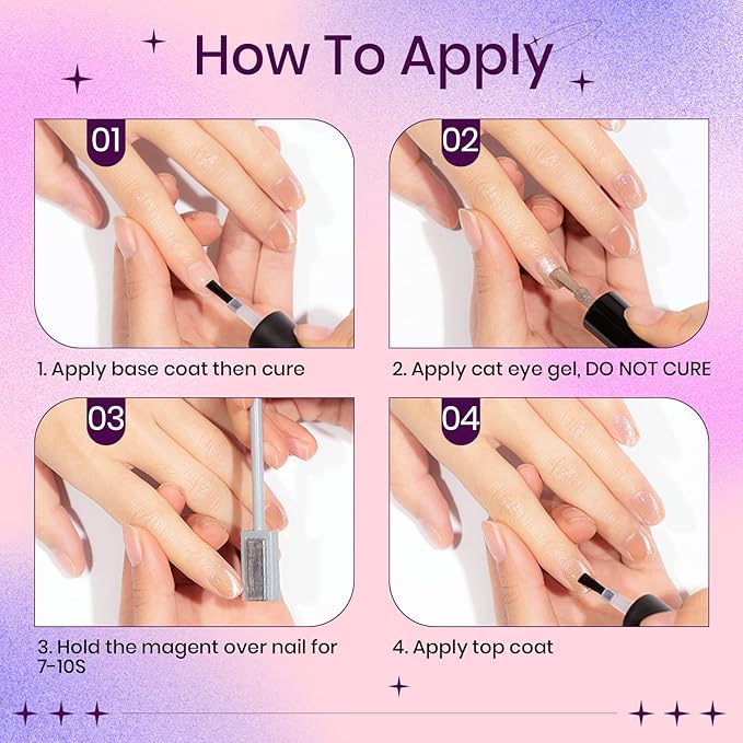 12 Colors Cat Eye Gel Nail Polish - Macaron Candy Magnetic Nail Polish Gel Set Summer Spring Cateye UV Lamp Cure Require DIY Salon Home Gift