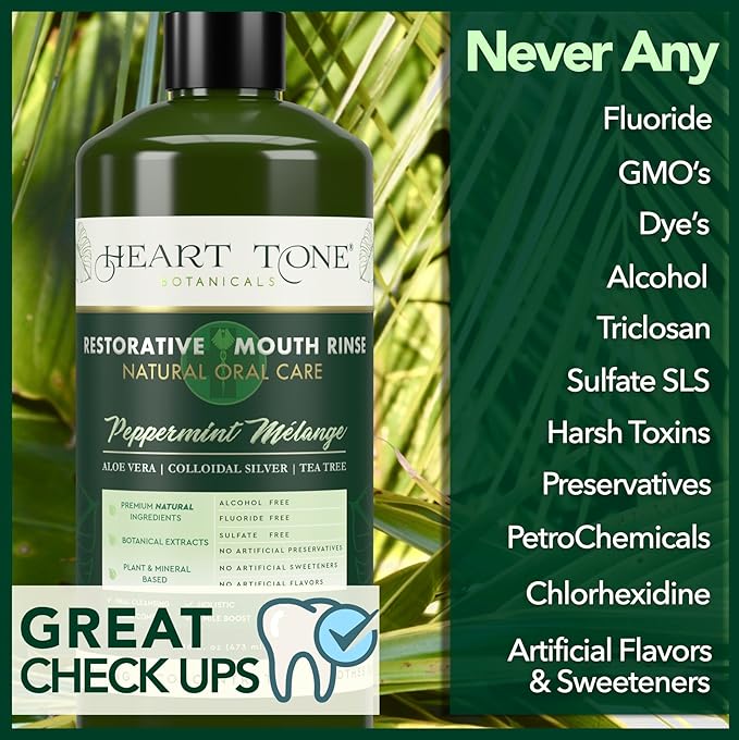 Nano Silver Mouthwash | All Natural | Adult Restorative Mouth Rinse | Aloe Vera, Colloidal Silver, & Tea Tree | Complete Oral Care & Fresh Breath | Fluoride, GMO, & Alcohol Free