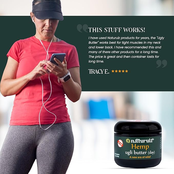 Ugli Butter Hemp Daytime Body Cream 4oz – Soothing Care for Sore Neck, Back & Knees, Nourishing Daily Cream with Arnica, Capsicum, Turmeric, Devil's Claw & Oregon-Grown Hemp for Natural Comfort