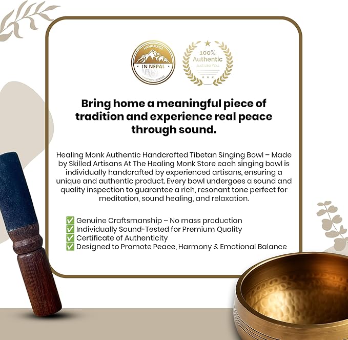 Wonders Ladies Tibetan Singing Bowl Set – Handcrafted in Nepal – Meditation Sound Bowl for Healing, Stress Relief, Chakra Balancing – Ideal Gift for Yoga Lovers, Women & Men(Buddha(Tibetian OM))