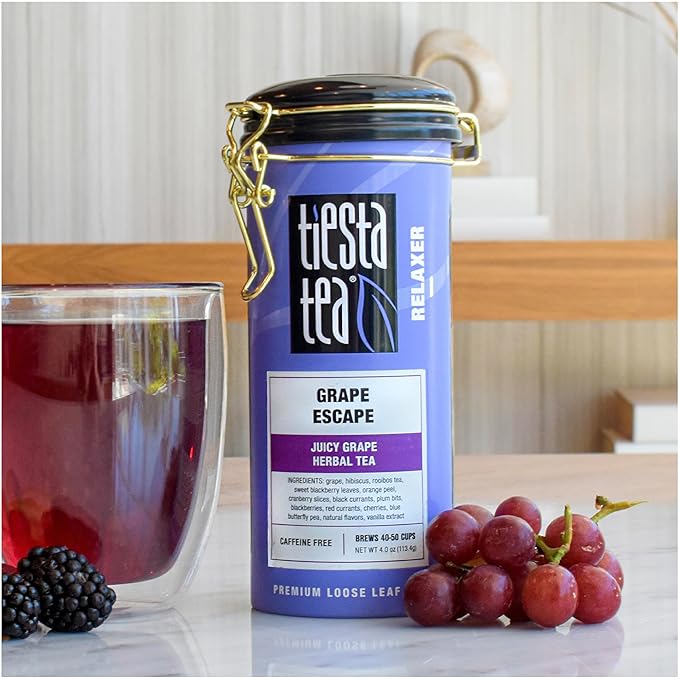 Tiesta Tea - Grape Escape, Loose Leaf, Juicy Grape Herbal Tea, Non Caffeinated Fruit Blends, Make Hot or Iced Up to 50 Cups, 4 oz Refillable Tin