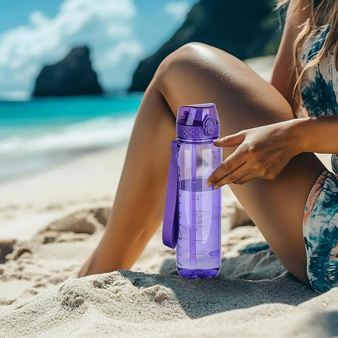 GOPPUS Clear Water Bottle With Straw 32oz Clear Sports Water Bottles Motivational with Time Marker Tritan BPA Free Clea Plastic Water Bottle Wide Mouth for Gym Travel Home School Office