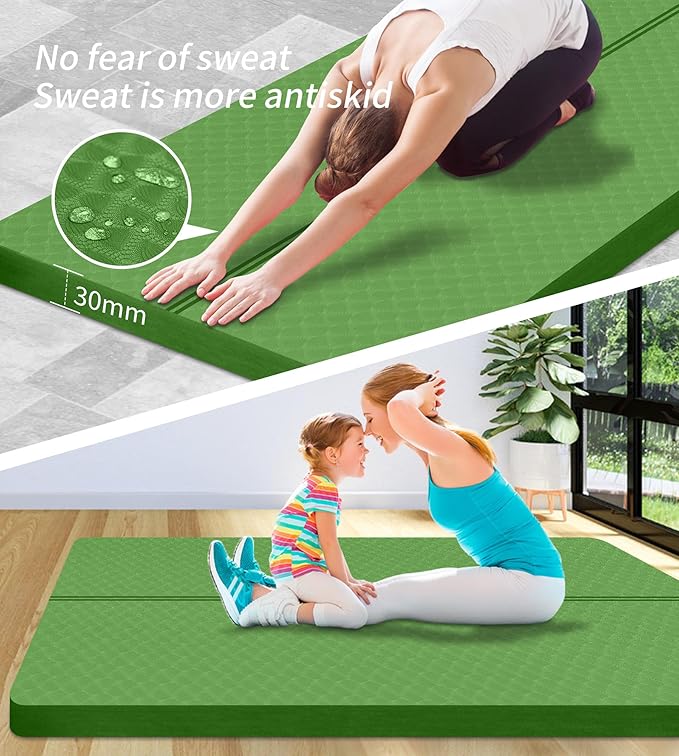 nuveti Large Exercise Mat - 15mm/20mm/30mm Thick Yoga Mat | Workout Mat for Fitness, Yoga, Pilates, Stretching & Floor Exercises for Women & Men with Free Carrying Bag