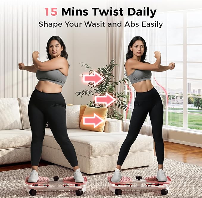 Ab Twister Board, Waist Twisting Machine for Exercise, Waist Trainer for Core Abs Exercise, Home Gym Workout Equipment for Women, Noiseless, 300 lbs Capacity