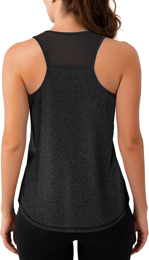 Aeuui Womens Workout Tops Sleeveless Racerback Tank Tops Mesh Yoga Athletic Running Shirts Gym Clothes for Women