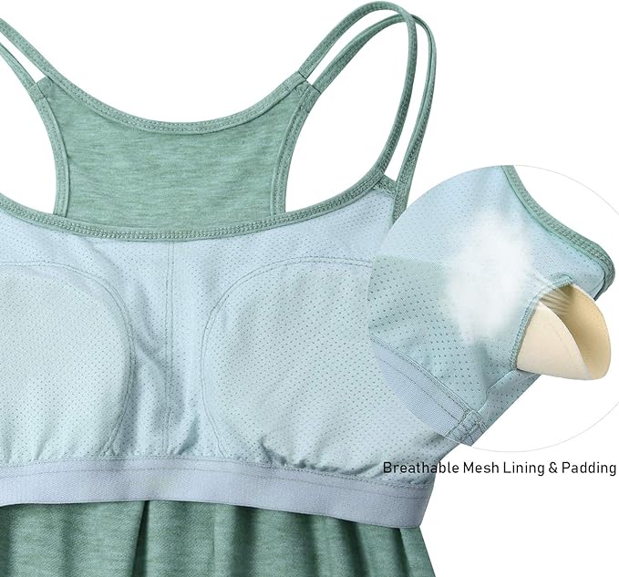 Hibelle Women's Workout Yoga Racerback Tank Tops with Built in Shelf Bra