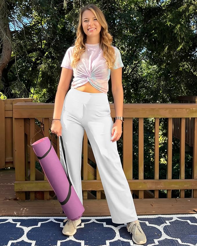 G4Free Yoga Pants Women Wide Leg Pants with Pockets High Waist Stretch Dress Casual Sweatpants Petite/Regular/Tall