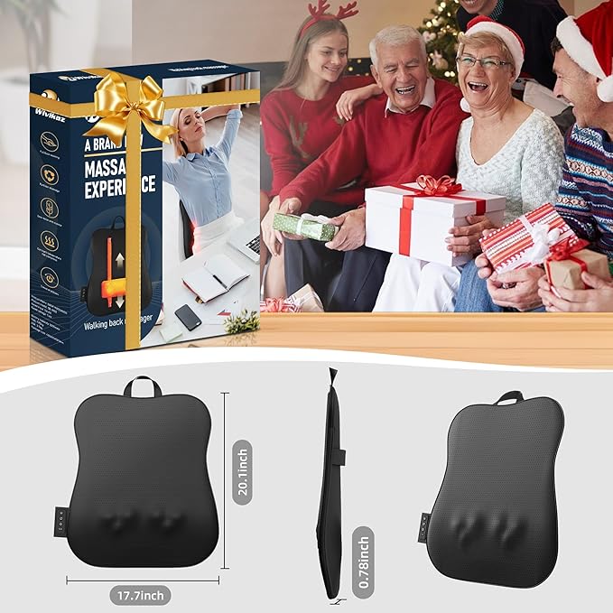 Walking Full Back Massager with Heat,Rechargeable Cordless Back Massager for Pain Relief Deep Tissue,4D Kneading Massage for Shoulders, Neck,for Home Office Car Use,Men's and Women's Gifts