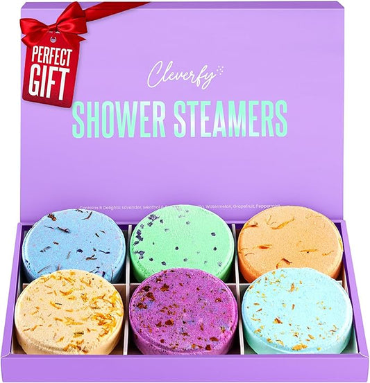 Cleverfy Shower Steamers Aromatherapy – Stocking Stuffers for Women, Teens and Wife – Christmas Gifts for Women and Teen Girls – White Elephant Gifts for Adults – 6 Tablets