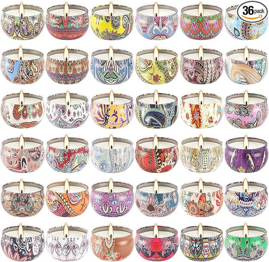 Set of 36 Scented Candles, 2.5 OZ Soy Wax Aromatherapy Candles Gift Set for Valentine's Day Birthday Mother's Thanksgiving Gift, HJJH546 …