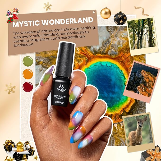 Beetles Gel Nail Polish Kit with U V Light - 68 Pcs Nails Kit 45 Colors Winter Christmas Gel Polish Set Mystic Wonderland Soak Off Red Green Nude DIY Manicure Nail Salon Gifts for Women Teens Girls