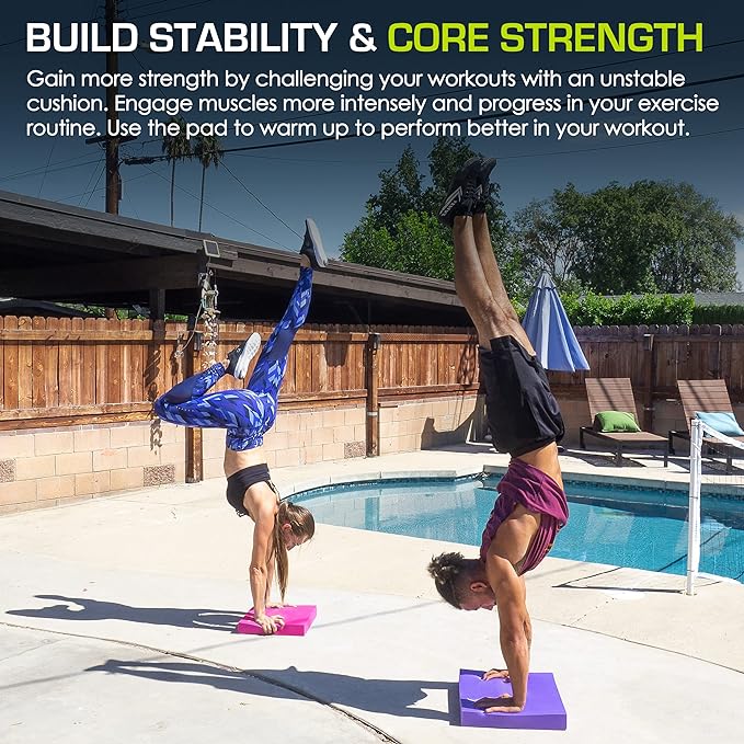 ProsourceFit Exercise Balance Pad – Non-Slip Cushioned Foam Mat & Knee Pad for Fitness and Stability Training, Yoga, Physical Therapy 15.5”x12.75”