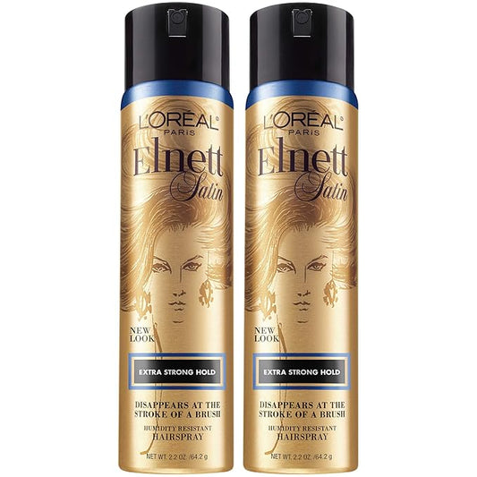 L'Oreal Paris Hair Care Elnett Extra Strong Hold Travel Size Hairspray, Long Lasting Plus Humidity Resistant, Hair Spray, 2.2 Ounce (2 Count)