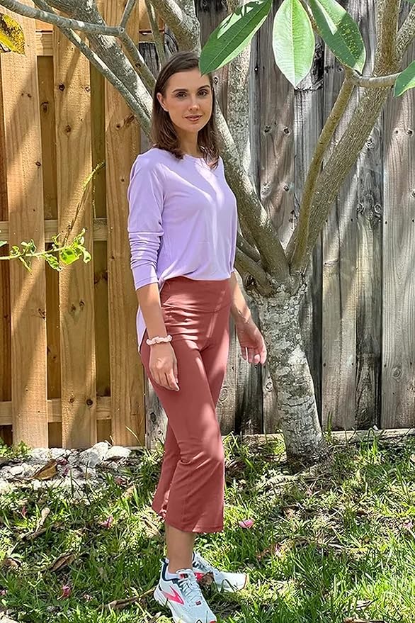 Promover Capri Pants for Women Wide Leg Yoga Cropped Pants with Pockets Loose Casual Summer Pants