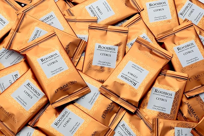 Dammann Freres Sachets, Rooibos Citrus Tea Bags, Premium Gourmet, Notes of Lemon, Clementine, and Orange Tea, Individually Wrapped, 24 Count (Single Pack)