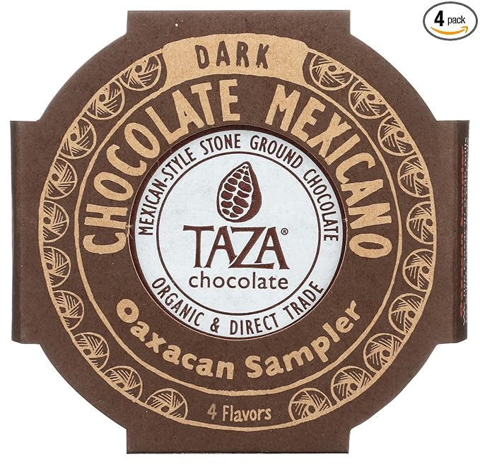 Taza Chocolate Organic Mexicano Disc Stone Ground, Oaxacan Variety Pack, 1.35 Ounce (4 Count), Vegan