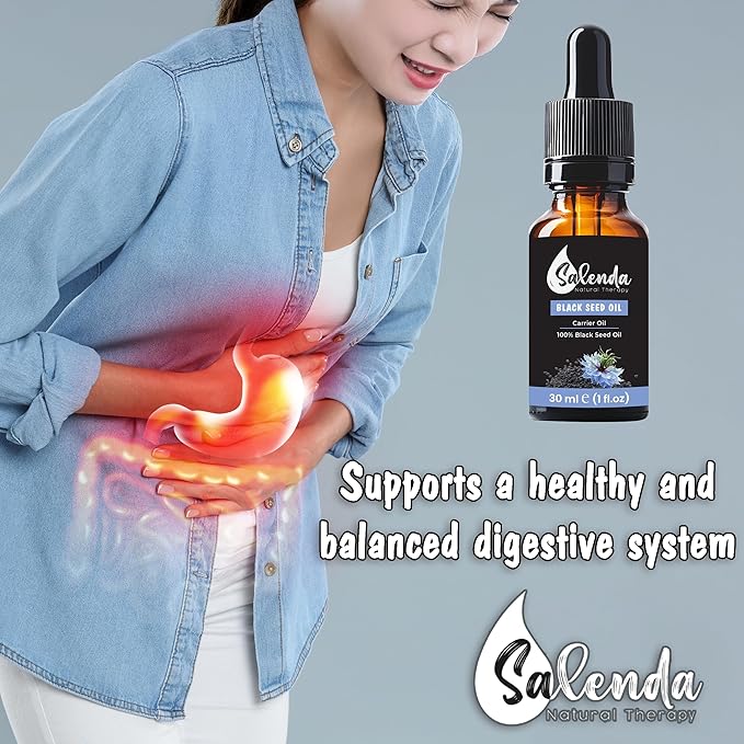 Black Seed Oil by Salenda - 100% Pure Natural Cold Pressed, High Thymoquinone, Supports Immune, Skin Conditions, Nigella Sativa Black Cumin Seed Oil - 1 Fl Oz (30 ml)