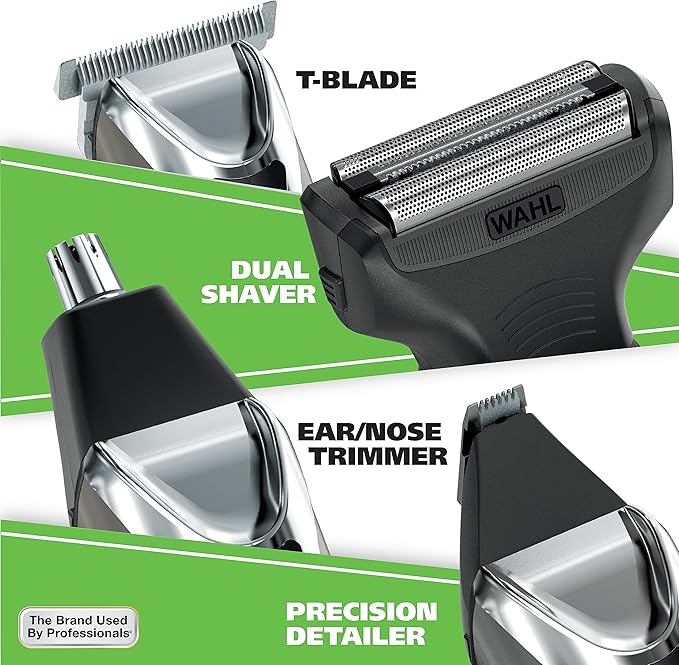 WAHL USA Stainless Steel Lithium Ion 2.0+ Slate Beard Trimmer for Men - Electric Shaver, Nose Ear Trimmer, Rechargeable All in One Men's Grooming Kit - Model 9864