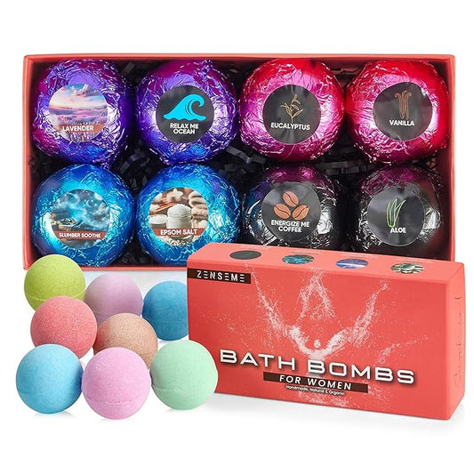 Bath Bombs for Women - Bath Bombs for Women Relaxing - Organic Bath Bombs with Feminine Scents for Her - 2.5 Oz Gift Set of 8 Scented All Natural Bath Bombs with Natural Essential Oils - Gift
