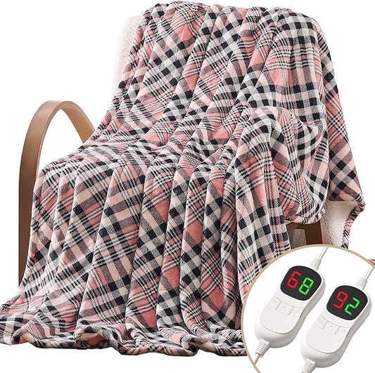 Homemate Electric Blanket Heated Queen Size - 84“x90“ Ultra Soft Cozy Flannel Heating Blanket with 10 Fast Heat Levels 8 Hours Auto Off Over-Heated Protection ETL Certification Keep Warm in Home