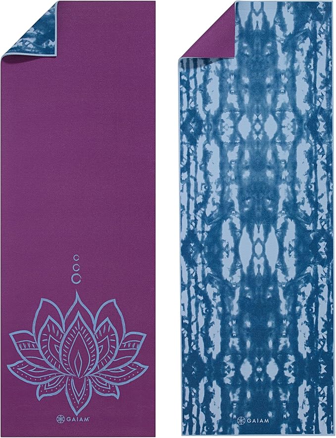 Gaiam Yoga Mat - Premium 6mm Print Reversible Extra Thick Non Slip Exercise & Fitness Mat for All Types of Yoga, Pilates & Floor Workouts (68" x 24" x 6mm Thick)