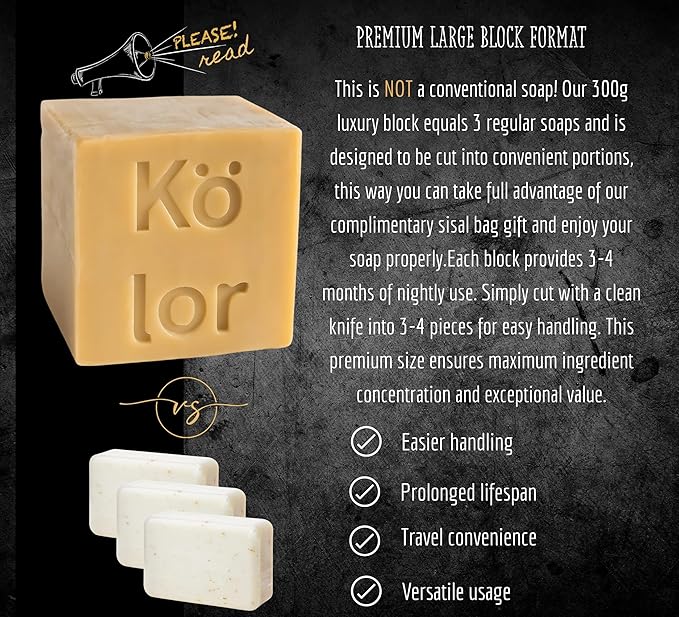 Kojic & Turmeric All-in-One Face & Body Unisex Bar – 40+ Ingredient Complex with Vitamin C, E, B3, Retinol, Hyaluronic/Glycolic/Salicylic Acid & B-Carotene for Cleansing and Beautifying Skin (10.6 oz)