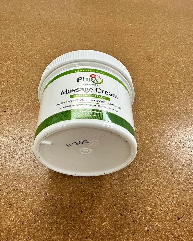 Wellness Professional Herbal Massage Cream, 4oz, Pura Massage Cream for Muscle Relief, Professional Deep Tissue Therapy, Wellness Herbal Massage