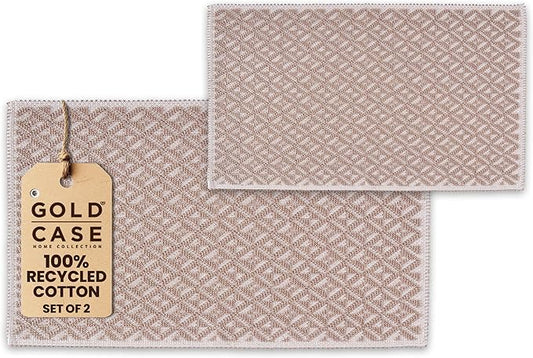 GOLD CASE HOME COLLECTION Bathroom Rugs 100% Cotton (Set of 2) Absorbent Turkish Bath Mat Sets Washable Rug for Floor & Tub NonSlip Bath Mats for Bathroom Quick Dry Mat 16x24 and 20x32 Beige