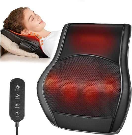 Neck and Back Massager for Pain Relief Deep Tissue with Heat, Shiatsu Shoulder Massager with Bi-Directional Rotating Head for Neck, Back, Shoulders, and Legs