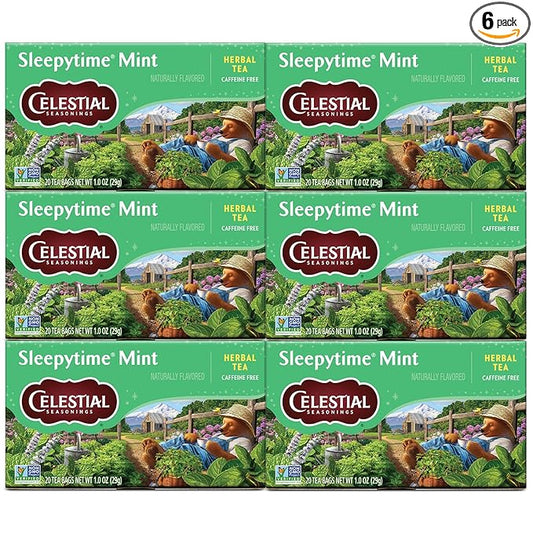 Celestial Seasonings Sleepytime Mint Herbal Tea - Caffeine Free Sleep Tea, 20 Tea Bags Per Box (Pack of 6)