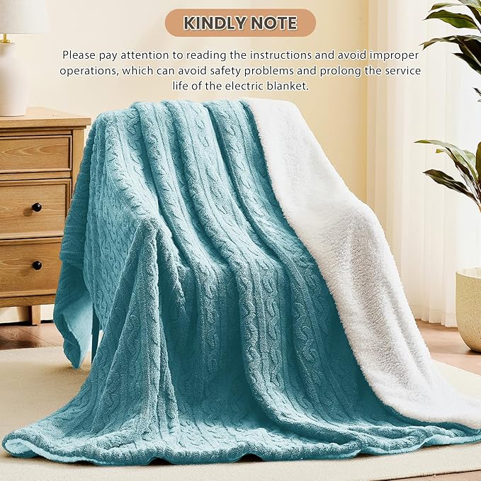 Homemate Electric Heated Blanket King - 100"x90" Heating Bed Blankets Throw with 10 Heating Levels 8 Hours Auto Off Fast Heating Over-Heated Protection Ultra Soft Warm Flannel ETL Certified