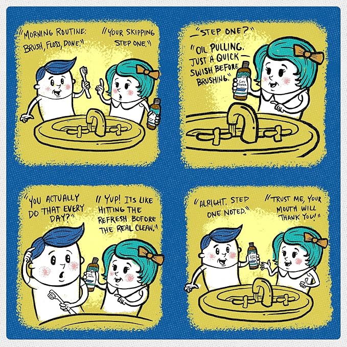 GuruNanda CocoMint Oil Pulling Mouthwash for Complete Oral Hygiene, 7 Essential Oils & Vitamins for Happy Teeth & Gums & Fresh Breath , Alcohol-Free, 8 oz