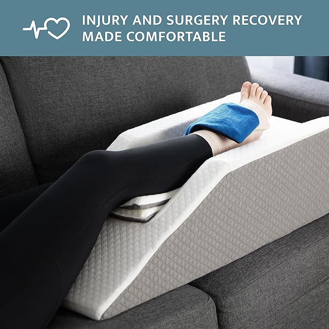 Kӧlbs Single Or Double Leg Elevation Pillow | Post Surgery Leg Pillow | Stylish Chic Jacquard Cover | Ankle Knee and Leg Support Pillow for Injury After Surgery (Adjustable)
