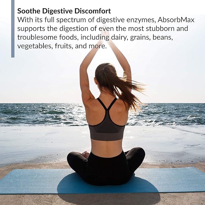 BioTrust AbsorbMax Broad Spectrum Digestive Enzyme Blend, Gluten Free, Non GMO, Digestive Support for Nutrient Digestion, Absorption and Periodic Digestive Discomfort and Bloating