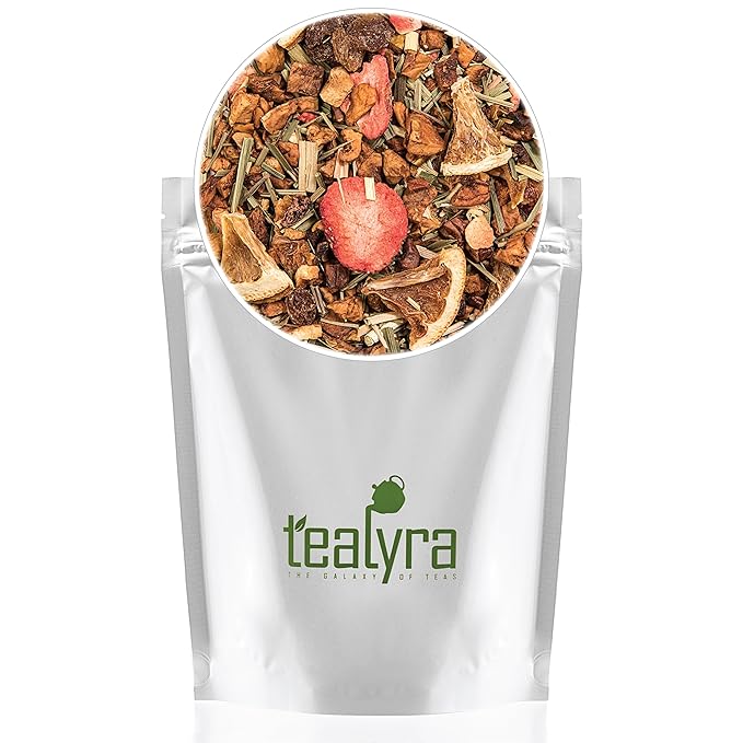 Tealyra - Lovely Lemongrass - Strawberry - Orange - Fruity Herbal Loose Leaf Tea - Hot and Iced Drink - Vitamins and Antioxidants Rich - Caffeine Free - All Natural - 222g (8-ounce)