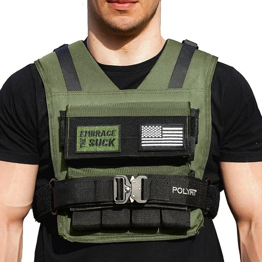Polyfit (Warrior) Adjustable Weighted Vest - 25lb | 35lb | 45lb - Weight Vest with Adjustable Iron Weights for Men and Women for Workouts, Strength Training, Rucking